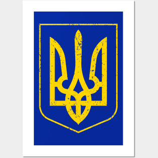 Vintage Retro Ukrainian Coat of Arms Shield - Ukraine Pride Posters and Art